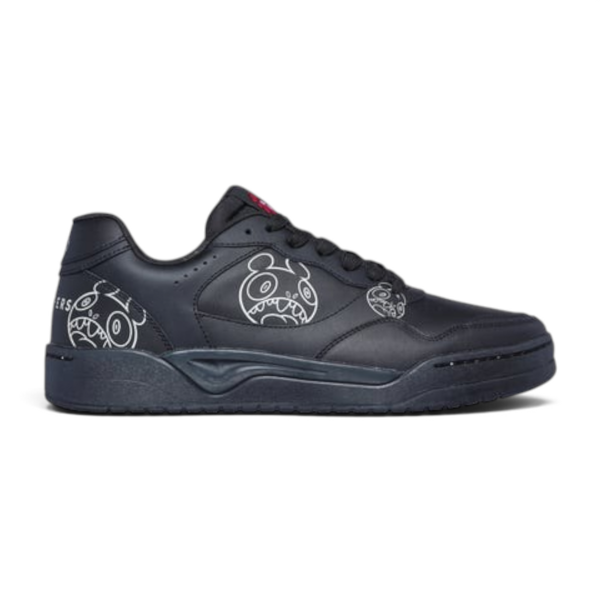 FRG VEXX KOOPA VOLLEY VEXX GASP black leather sneakers with white character graphic prints on the side