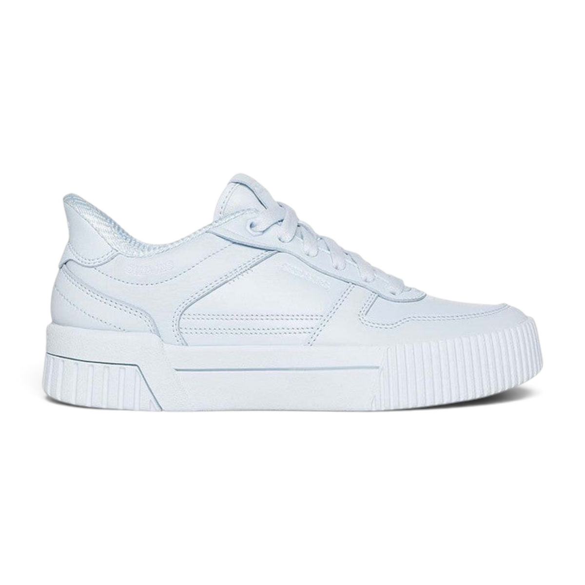 FRG Skechers Jade Soft Hues light blue court-style slip-in sneaker with duraleather upper and memory foam sole