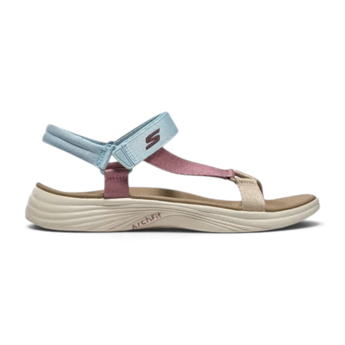 FRG Skechers Arch Fit Radiance sandal in natural multi-colour with adjustable straps and supportive footbed