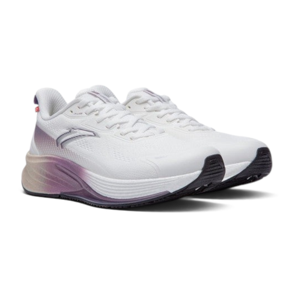 FRG ANTA Rocket 6 running shoes in white and purple with breathable mesh upper and NITROEDGE cushioning technology.