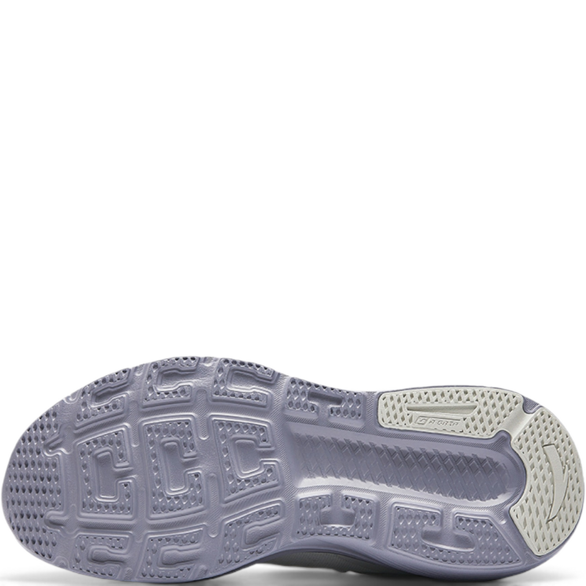 FRG EBUFFER 10 LITE cross-training shoe outsole in light purple with textured grip pattern and heel support