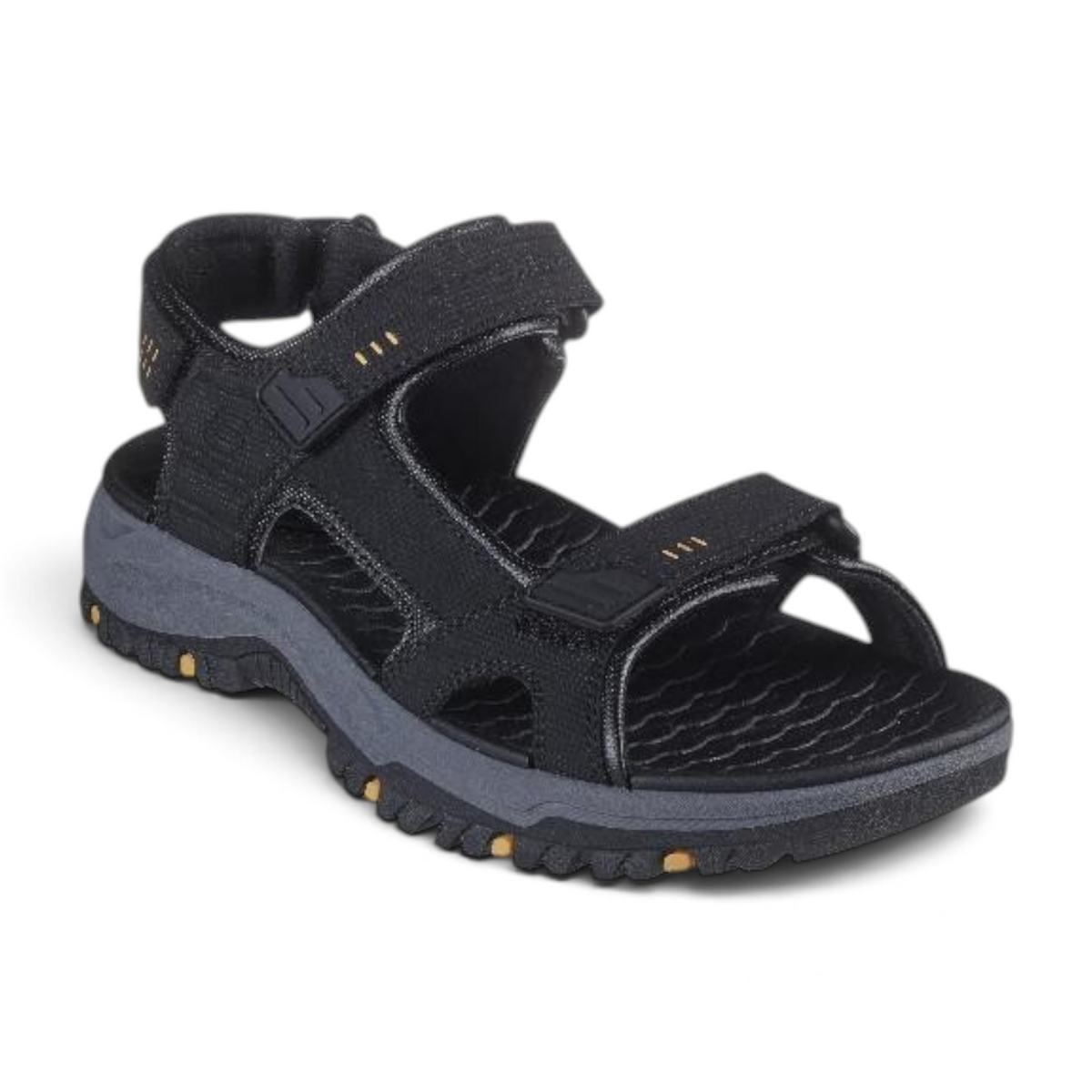 FRG Skechers Prewitt Seabeck black synthetic leather sandal with adjustable straps and cushioned Lux Foam insole