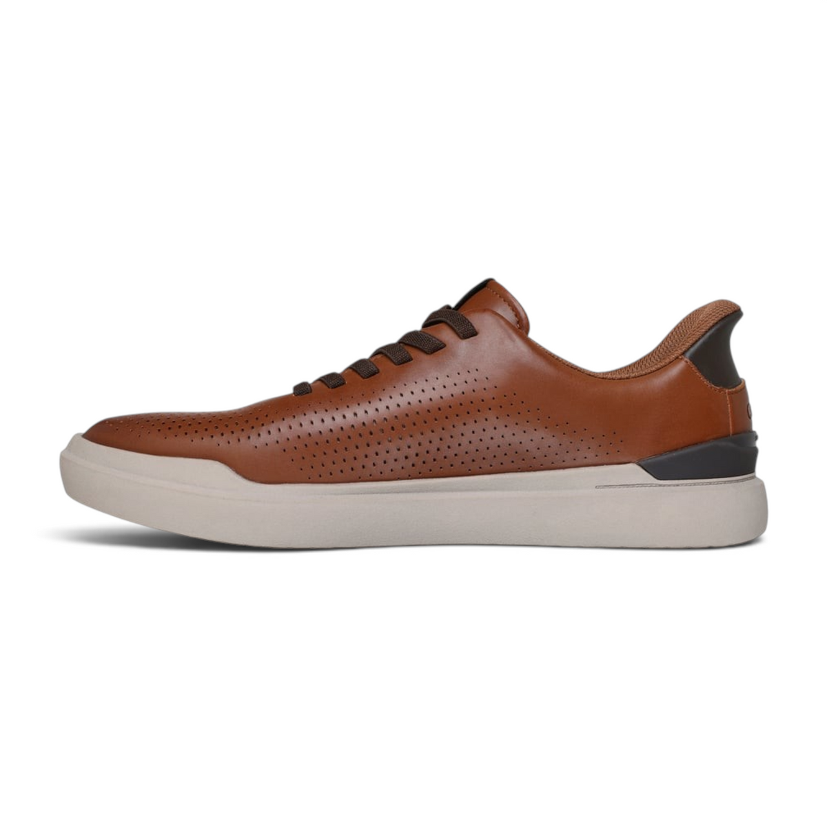 FRG Skechers Owen Connell brown perforated synthetic slip-on sneaker with stretch laces and memory foam insole