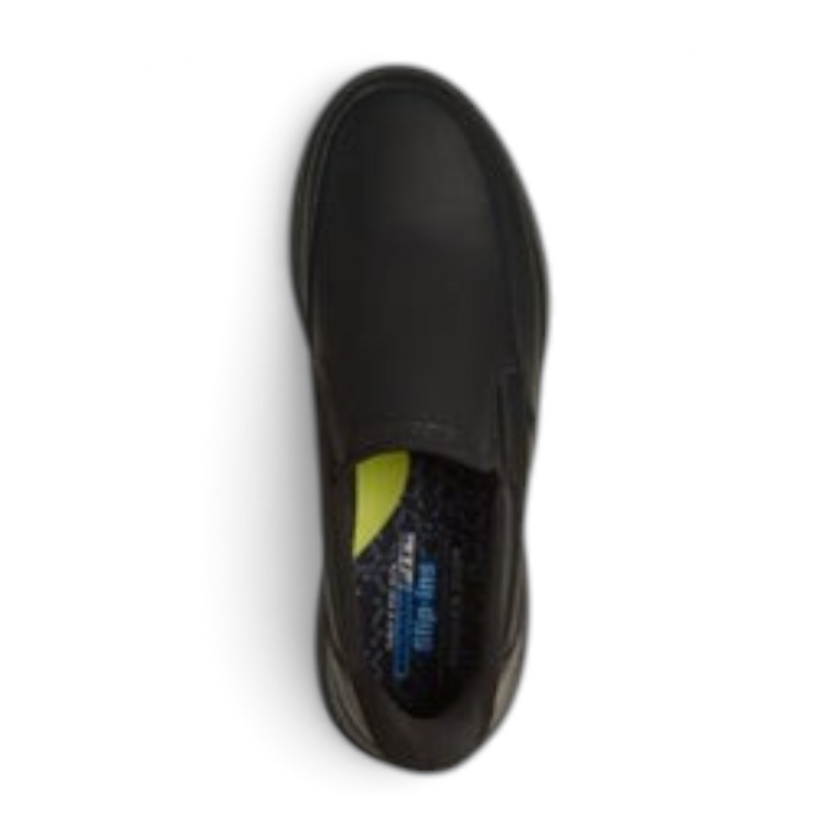 FRG Skechers Hasting Rowell black slip-in moc-toe loafer with memory foam insole, top view
