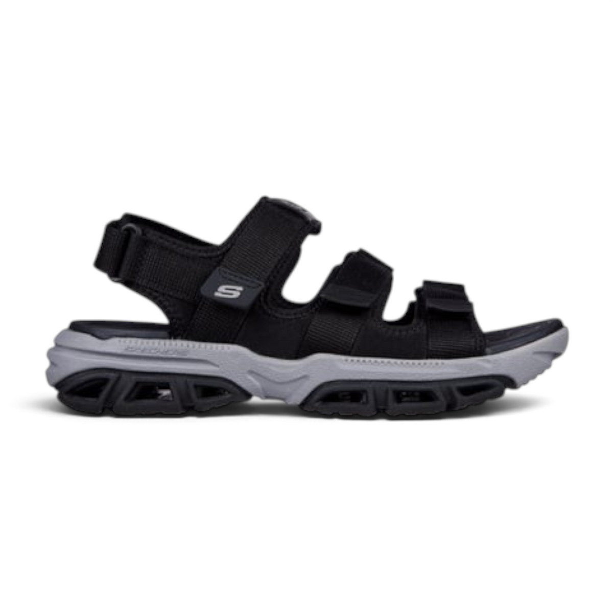 FRG ATLAN BODIE black athletic sandals with adjustable hook-and-loop straps and a grey cushioned rugged sole