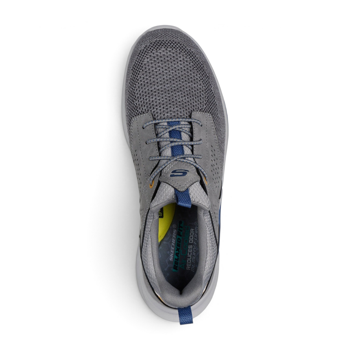 FRG Skechers Slade Breyer gray mesh and synthetic stretch-laced sneaker with Air-Cooled Memory Foam insole