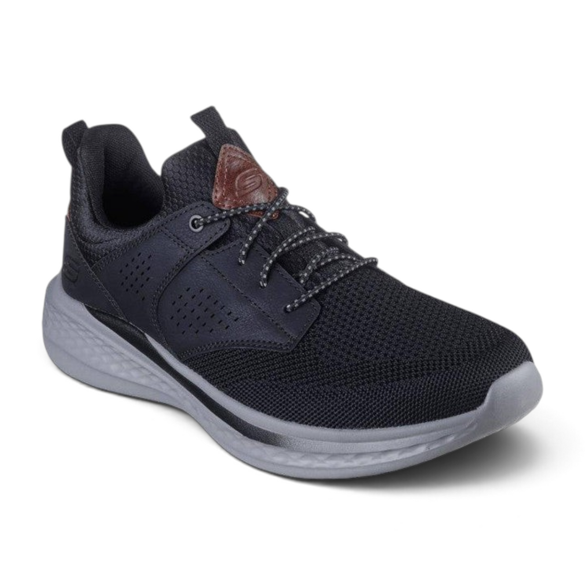 FRG Skechers Slade Breyer black stretch-laced sneaker with mesh upper and memory foam insole