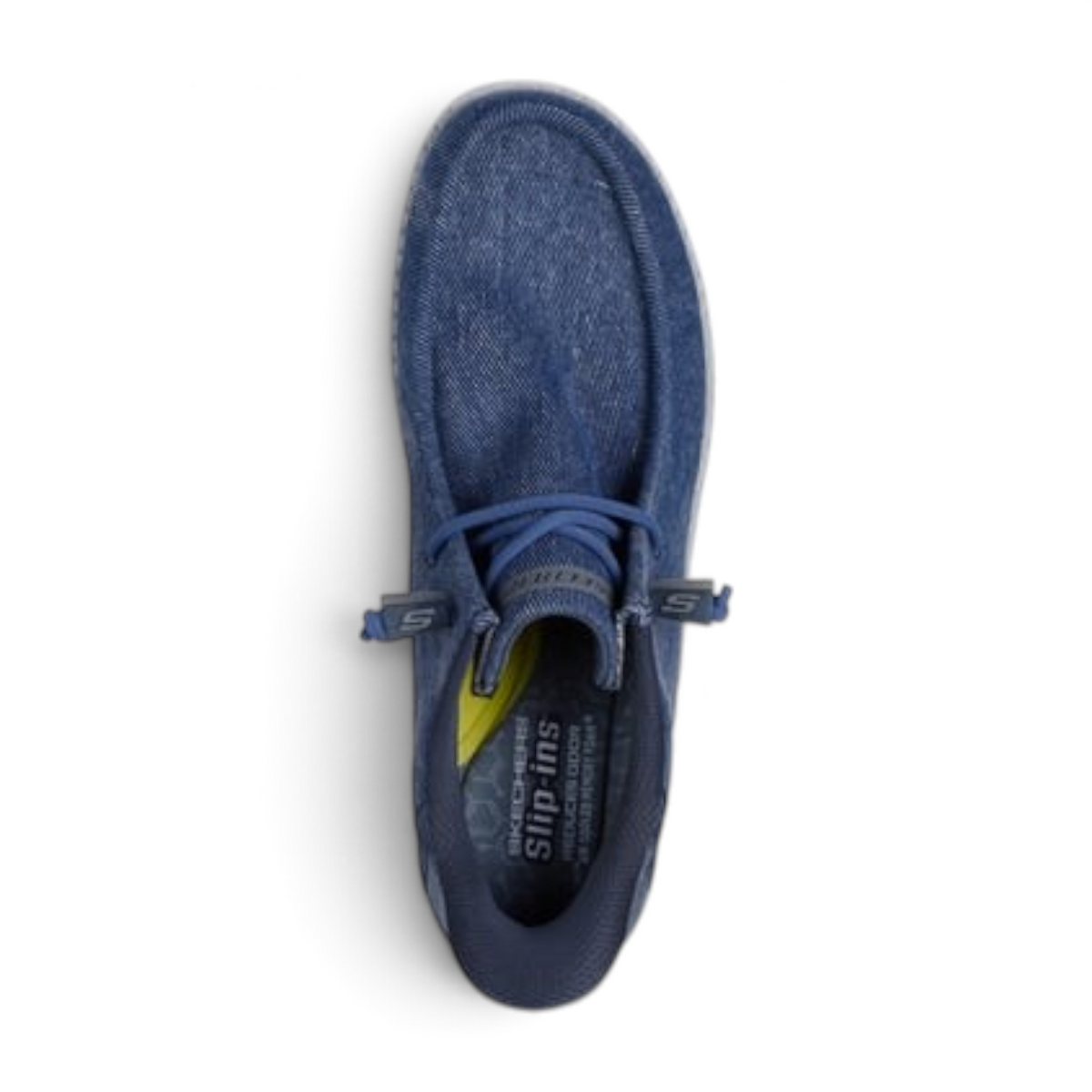 FRG Melson Coronado slip-on shoe in blue denim canvas with a grey sole and cushioned interior