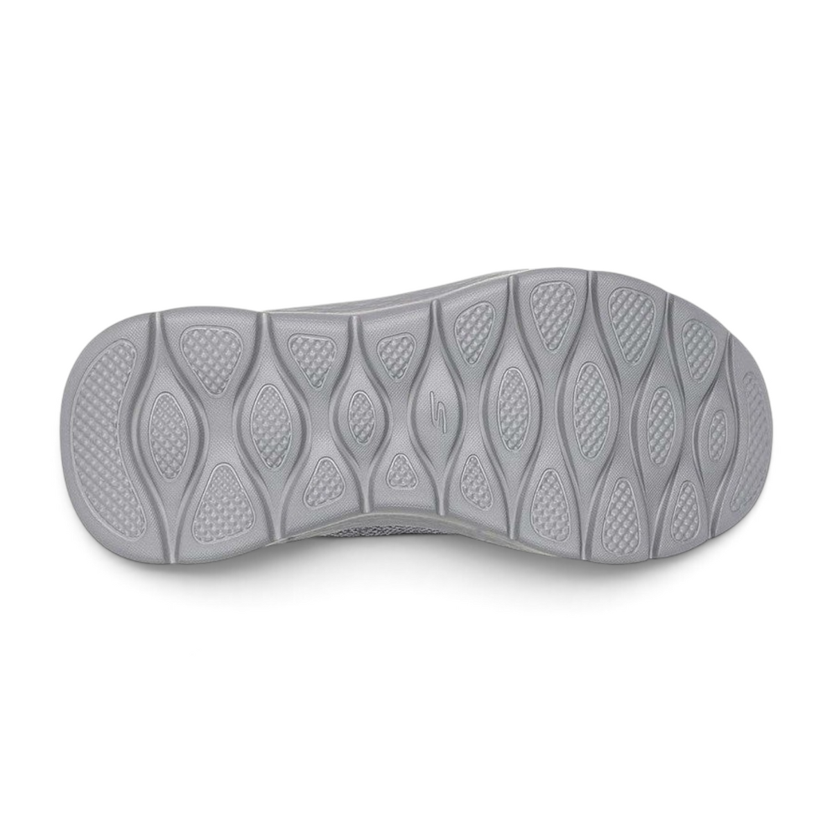 FRG Skechers GO WALK Flex Palomo charcoal grey sneaker showing the textured rubber outsole with Flex Pillars
