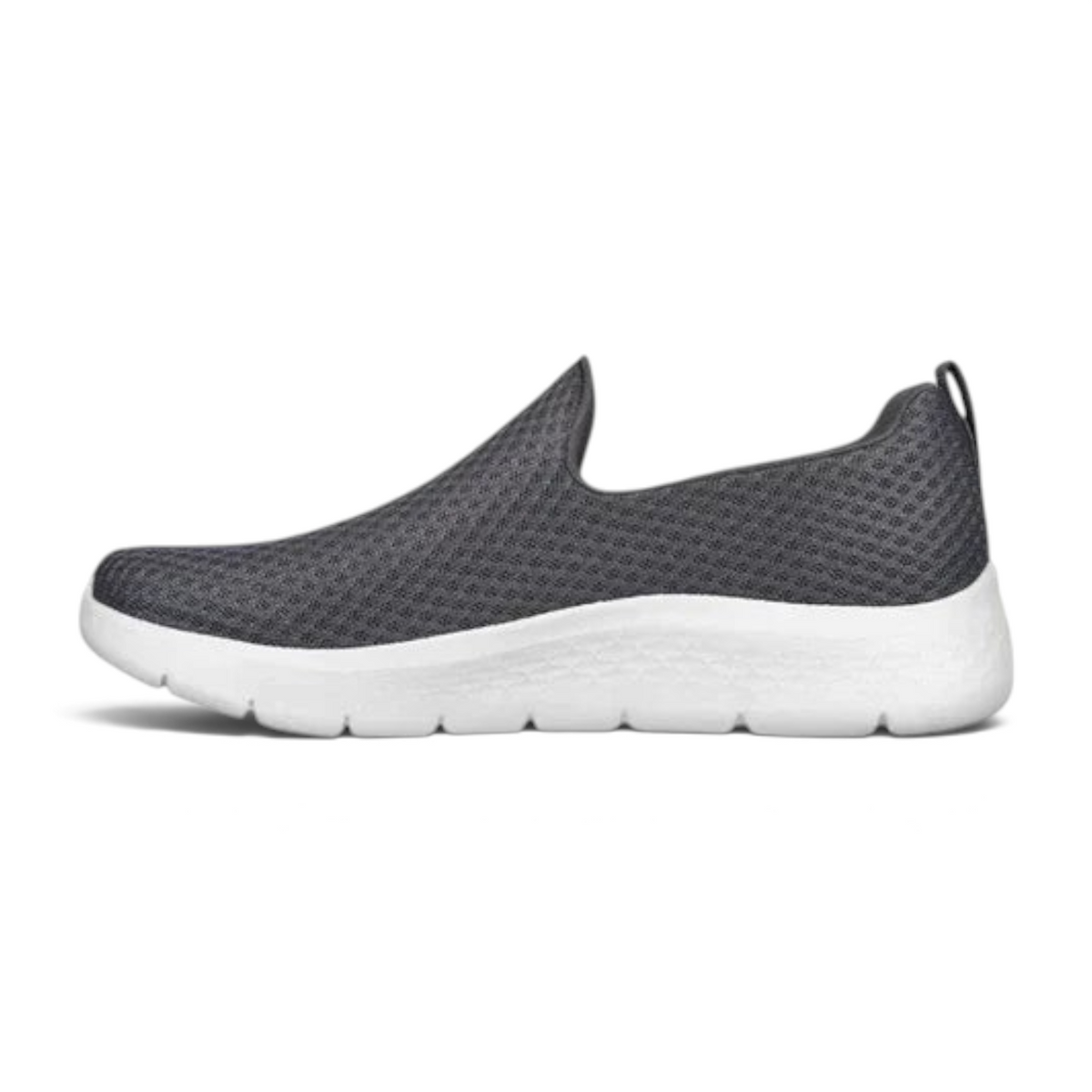 FRG GO WALK FLEX slip-on walking shoe in dark grey mesh with a lightweight white cushioned sole
