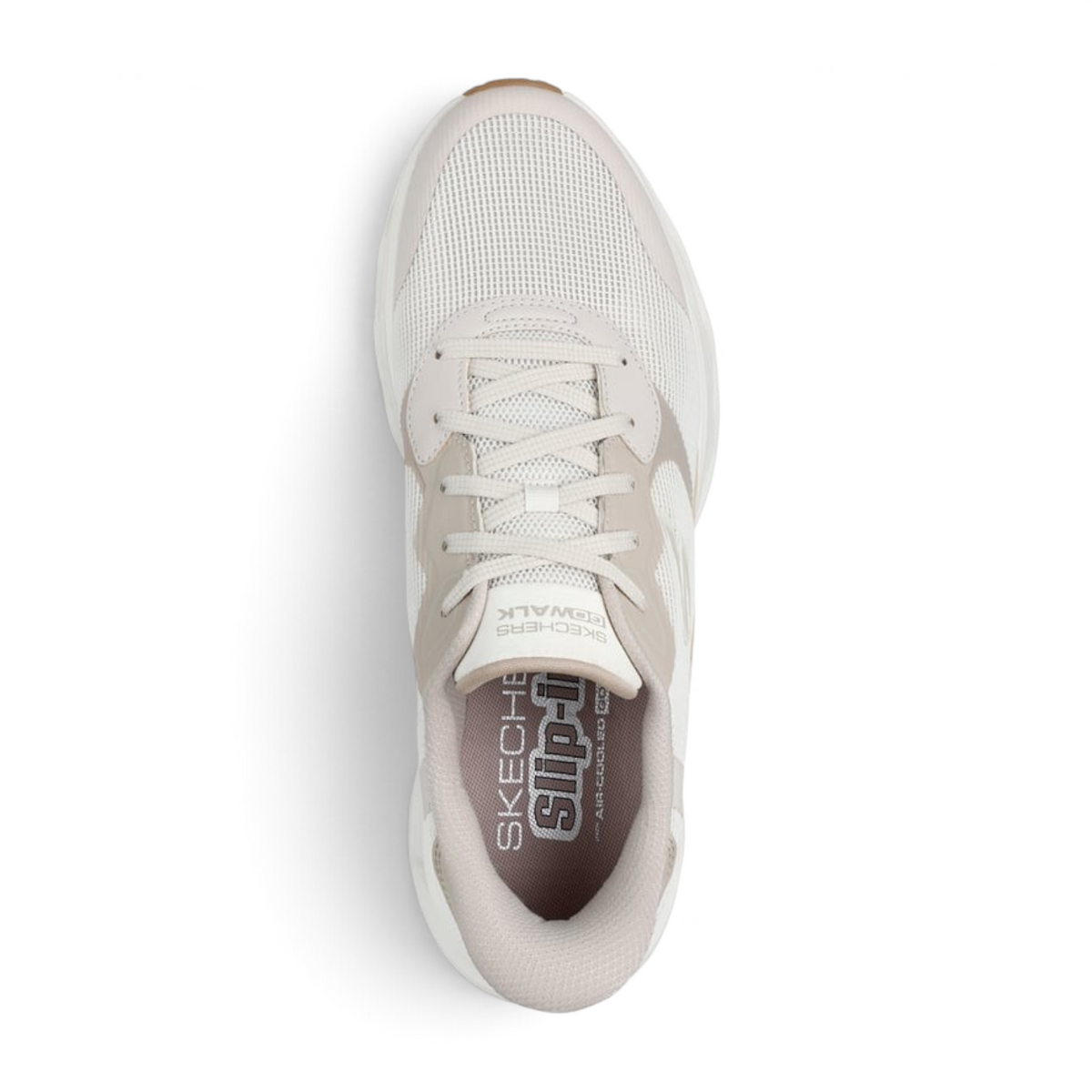 FRG Skechers GO WALK GLIDE STEP 2.0 ZAC off white slip-on athletic sneakers with breathable mesh and adjustable laces