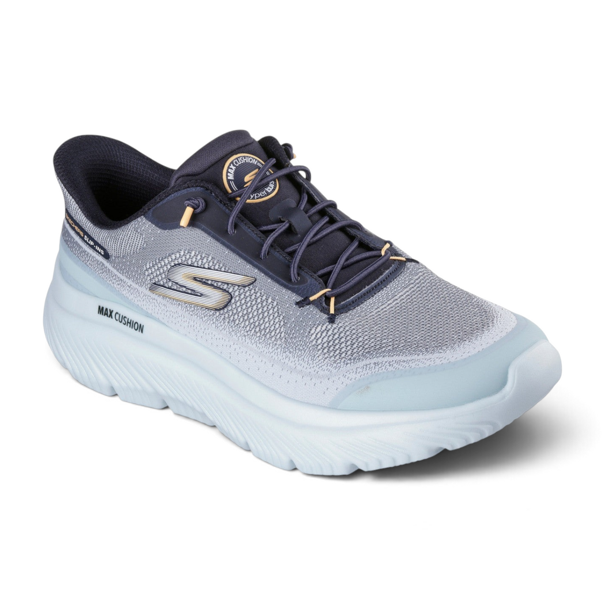 FRG Skechers GO WALK Max Cushioning Hyper Burst Zoltar light blue slip-on sneaker with gradient mesh upper