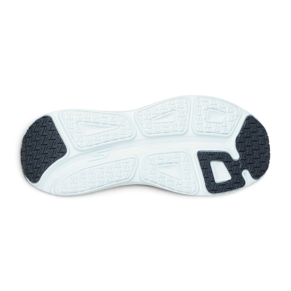 FRG Skechers Slip-ins Max Cushioning running shoe outsole in white with charcoal traction pads