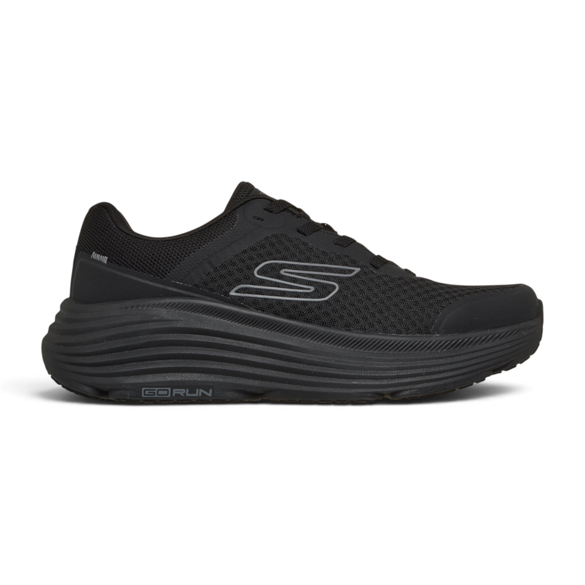 FRG Skechers Max Cushioning Endeavour black lace-up running shoe with engineered mesh and thick responsive midsole