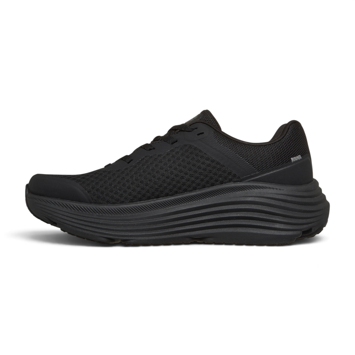 FRG Skechers Max Cushioning Endeavour black lace-up running shoe with engineered mesh upper and thick foam midsole