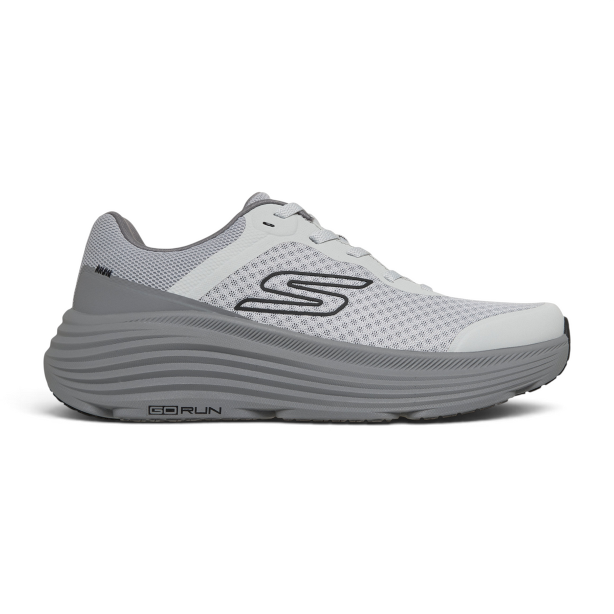 FRG Skechers Max Cushioning Endeavour running shoe in light grey with mesh upper and thick responsive midsole