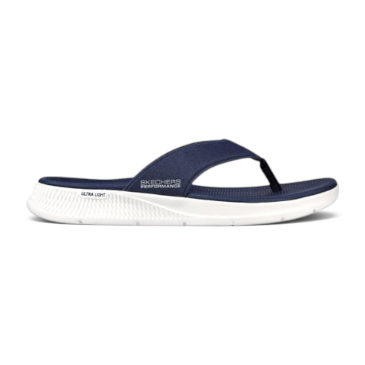 FRG Skechers Men On-The-GO GO Consistent thong sandal in navy blue with white Ultra Light cushioned sole