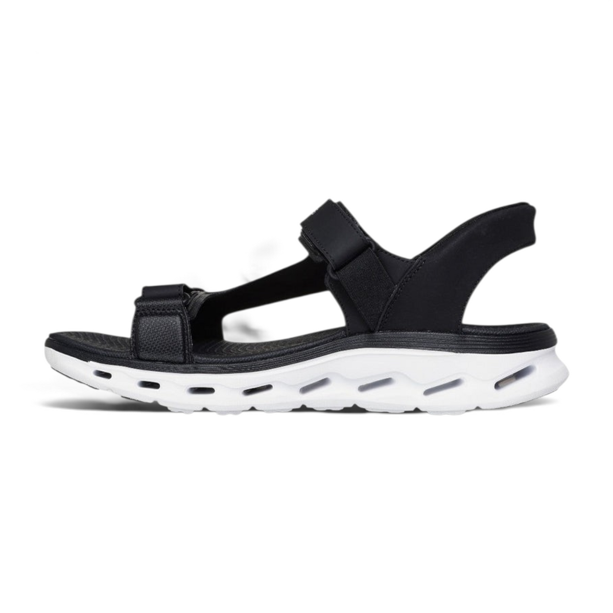 FRG SKECHERS Street Tres-Air Uno black sports sandal with adjustable straps and a white cushioned sole
