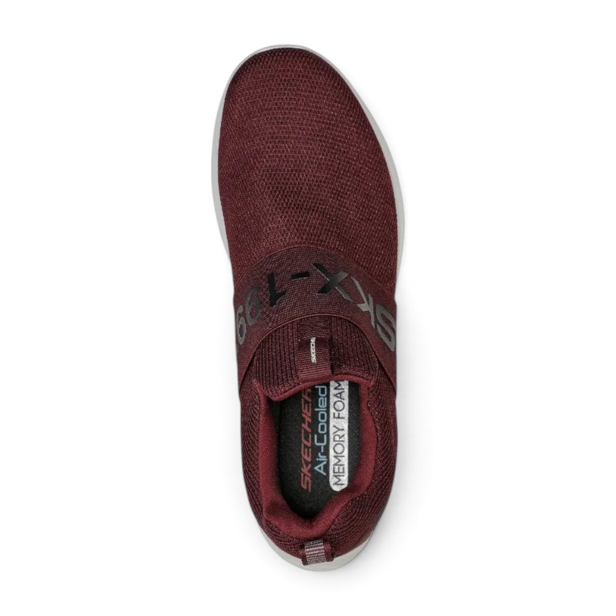 FRG BOUNDER slip-on sneaker in burgundy mesh with black logo strap and air-cooled memory foam insole
