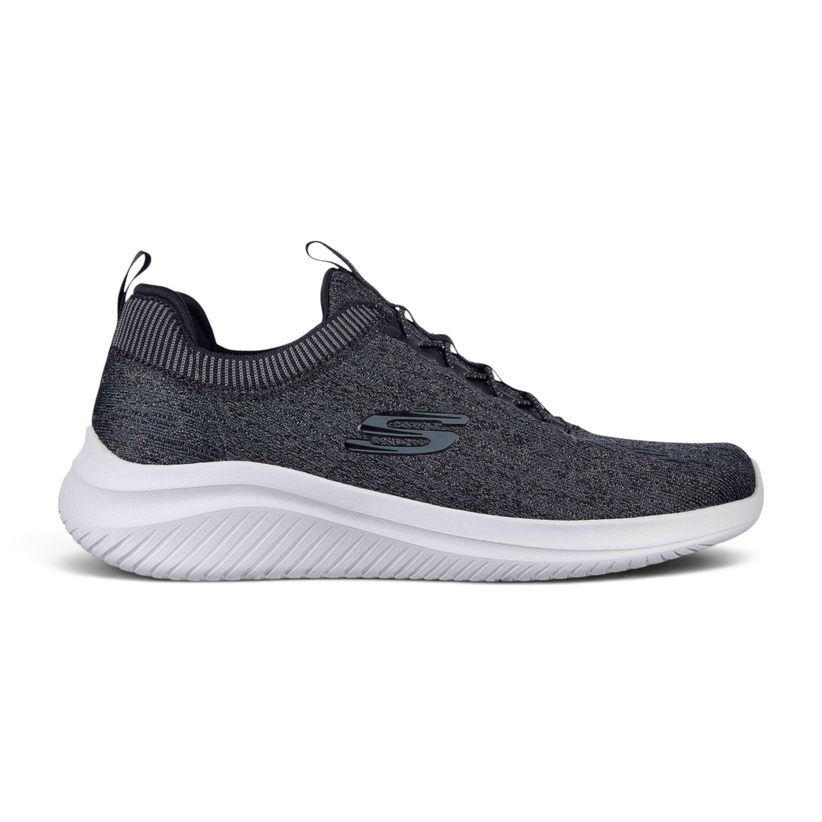 FRG Skechers Ultra Flex 3.0 charcoal grey vegan knit sneaker with white cushioned sole and memory foam insole