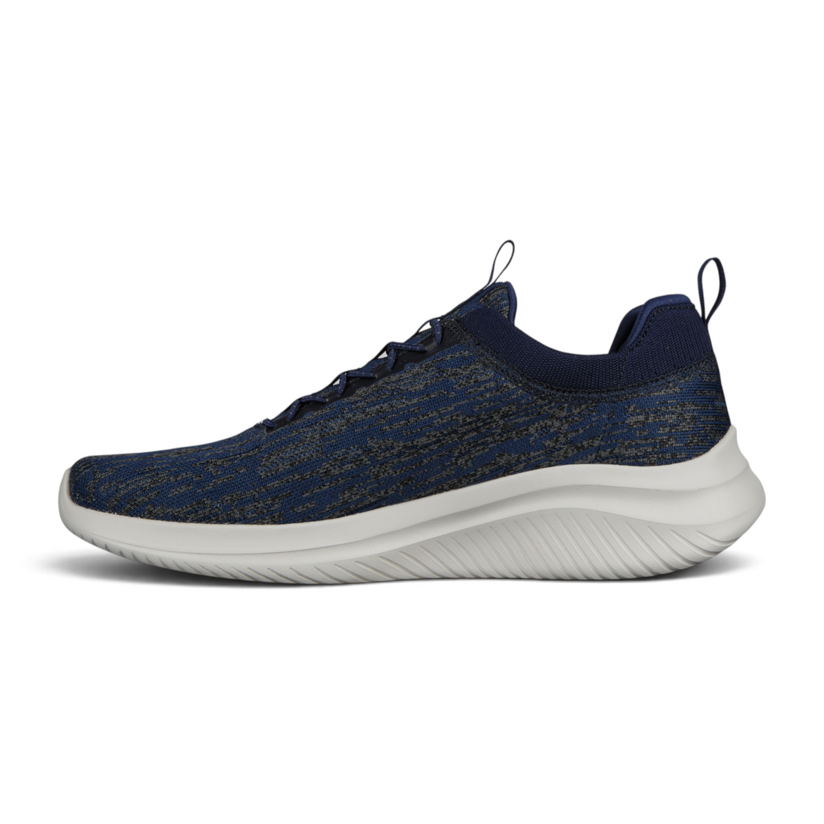 FRG Skechers Ultra Flex 3.0 navy blue vegan knit sneaker with white cushioned sole and memory foam insole