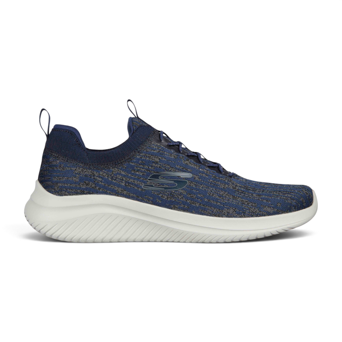 FRG Skechers Ultra Flex 3.0 navy blue vegan knit sneaker with air-cooled memory foam insole and white cushioned sole
