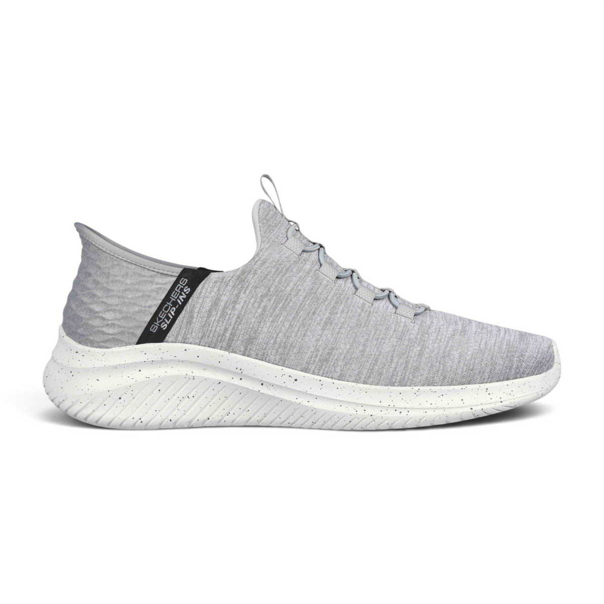 FRG Skechers Slip-ins Ultra Flex 3.0 grey jersey mesh sneaker with white speckled midsole and hands-free design