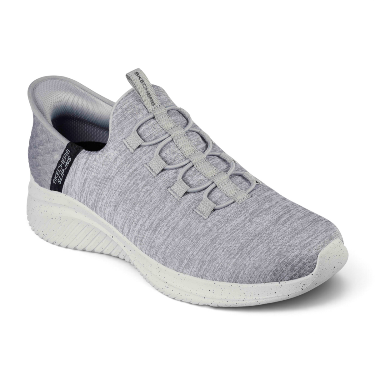 FRG Skechers Slip-ins Ultra Flex 3.0 grey jersey mesh sneaker with stretch laces and cushioned white speckled sole