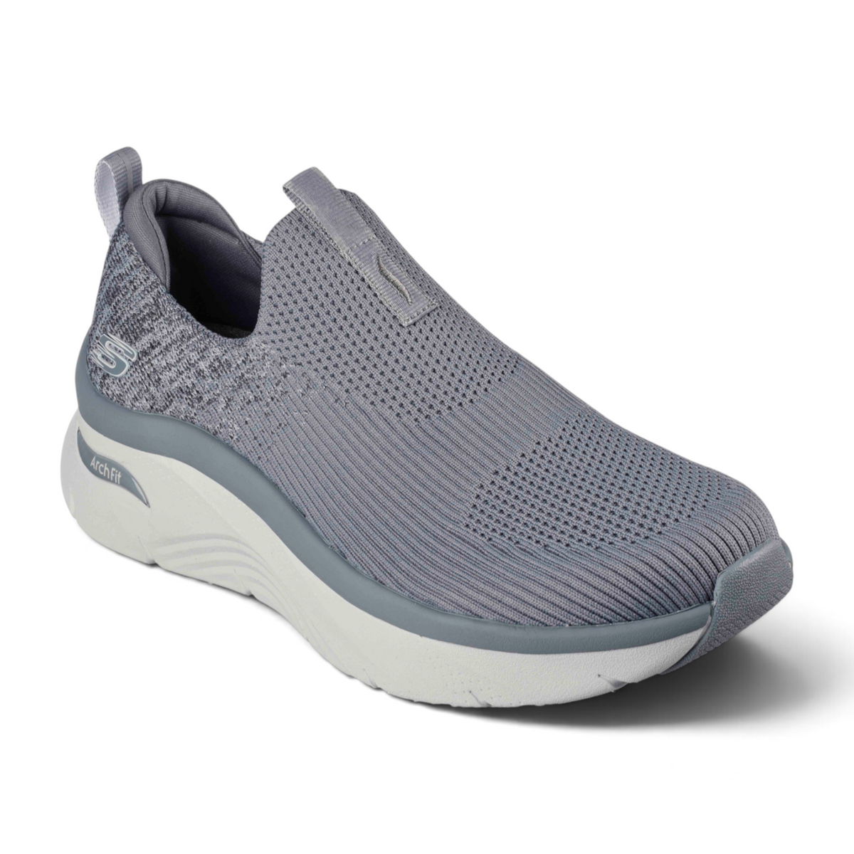 FRG Skechers Arch Fit DLUX grey slip-on sneaker with Stretch Fit engineered knit upper and cushioned midsole