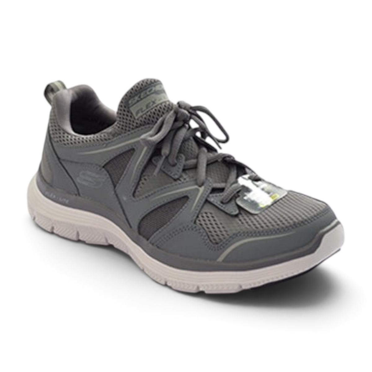 FRG Skechers Flex Advantage 4.0 charcoal lace-up athletic sneaker with breathable mesh and cushioned sole