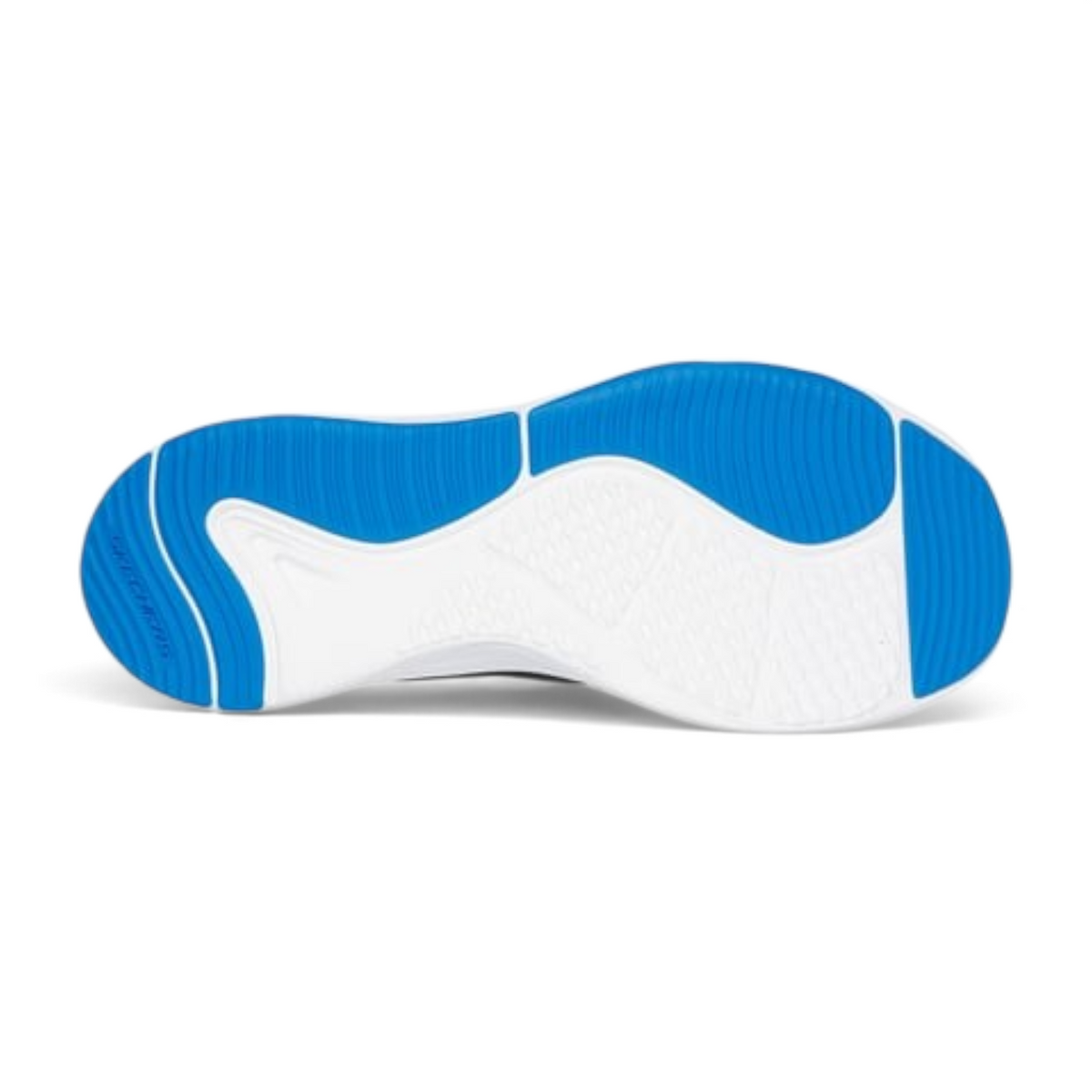 FRG D'LUX FITNESS sneaker showing the white and blue patterned rubber outsole for traction and support