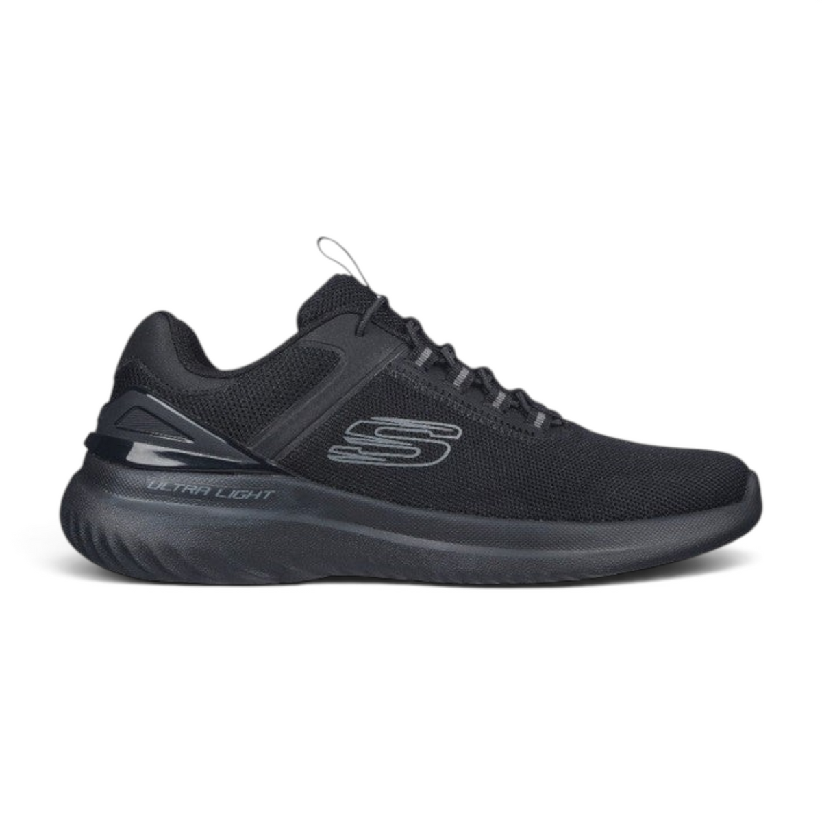 FRG Skechers Bounder 2.0 Anako black vegan slip-on athletic sneaker with lightweight mesh and flexible sole