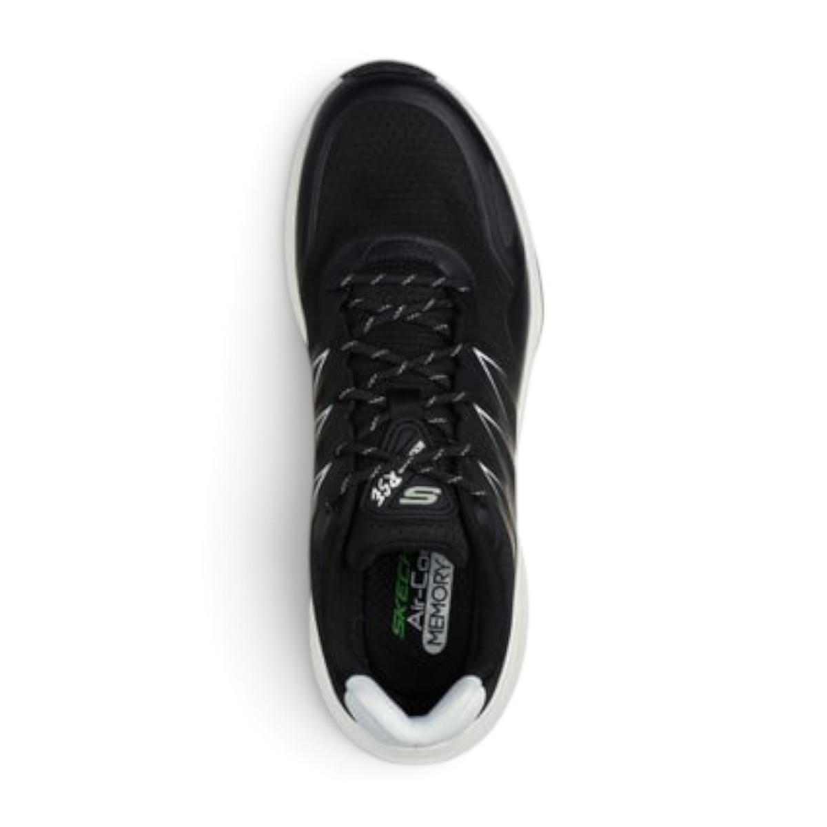 FRG BOUNDER RSE ZONER black athletic sneaker with white sole and memory foam insole, top-down view