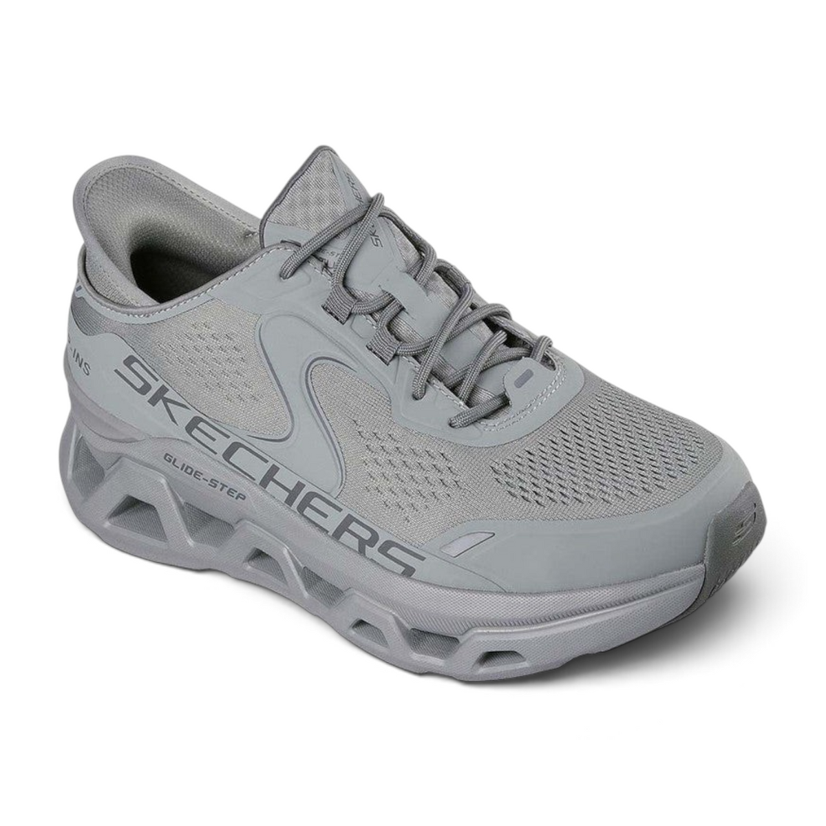 FRG Skechers Slip-ins Glide-Step Altus olive trainer with engineered mesh upper and geometric cushioned midsole
