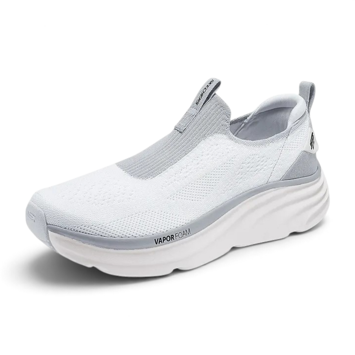 FRG Skechers D'Lux Vapor Hevell white and grey vegan slip-on sneaker with breathable mesh and Vapor Foam cushioning