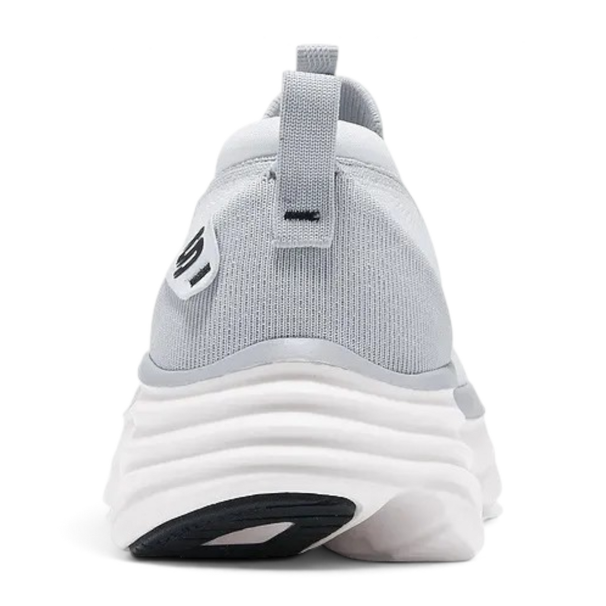 FRG Skechers D'Lux Vapor Hevell slip-on sneaker in white and black, showing the rear view with cushioned sole.