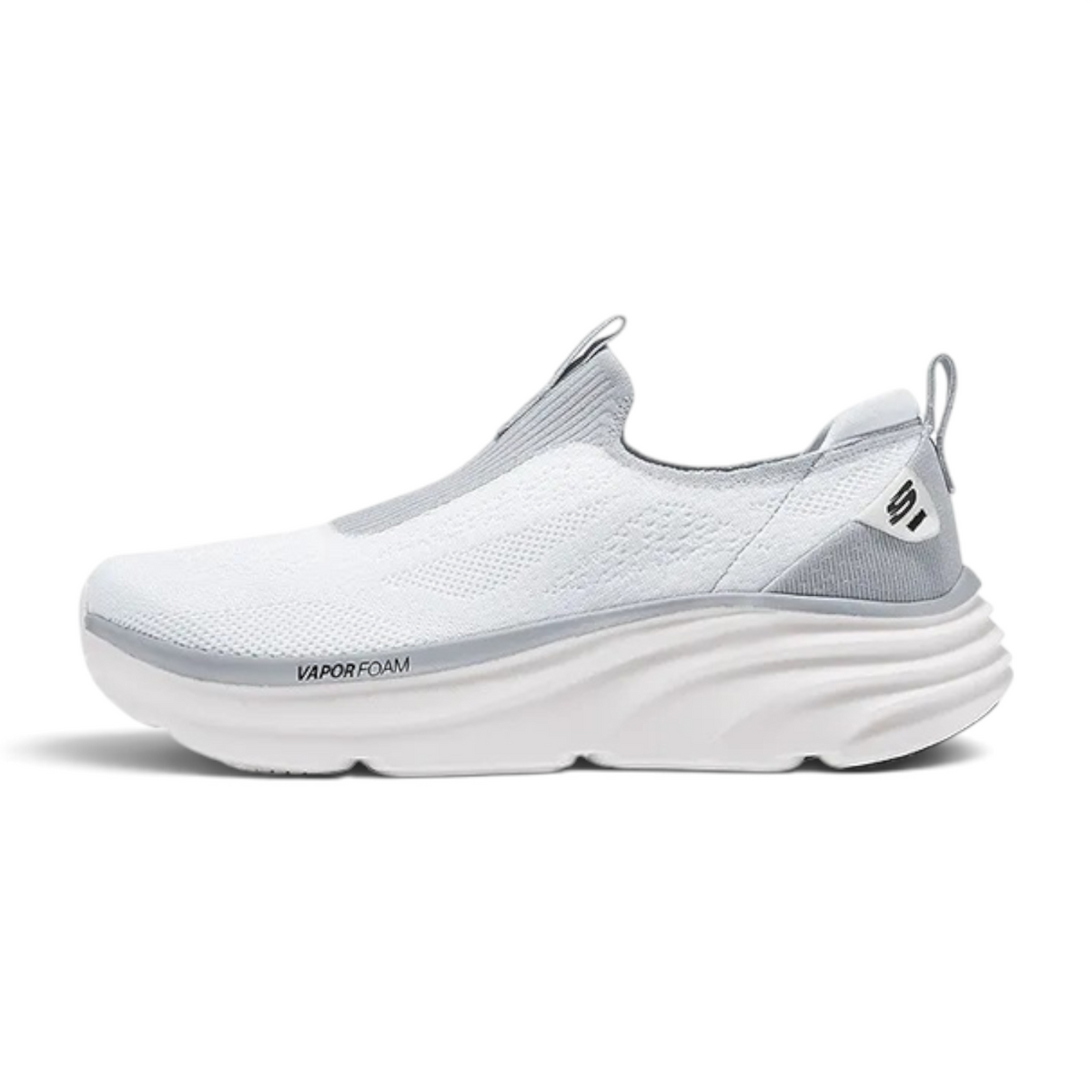 FRG Skechers D'Lux Vapor Hevell white and black vegan slip-on sneaker with lightweight Vapor Foam cushioning