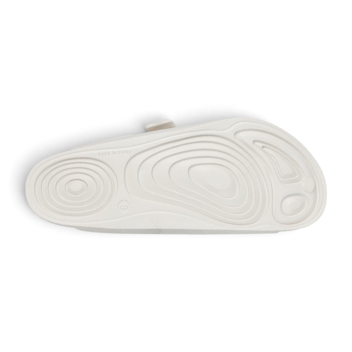 FRG Skechers Foamies Arch Fit Cali Surf slide in off-white showing the contoured textured outsole pattern