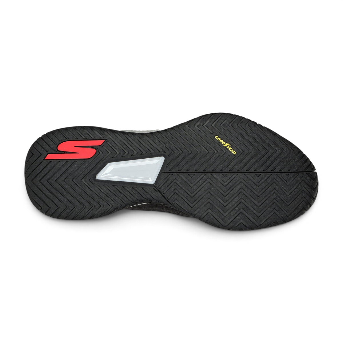 FRG Skechers Viper Court Pro pickleball shoe black and red Goodyear rubber outsole bottom view