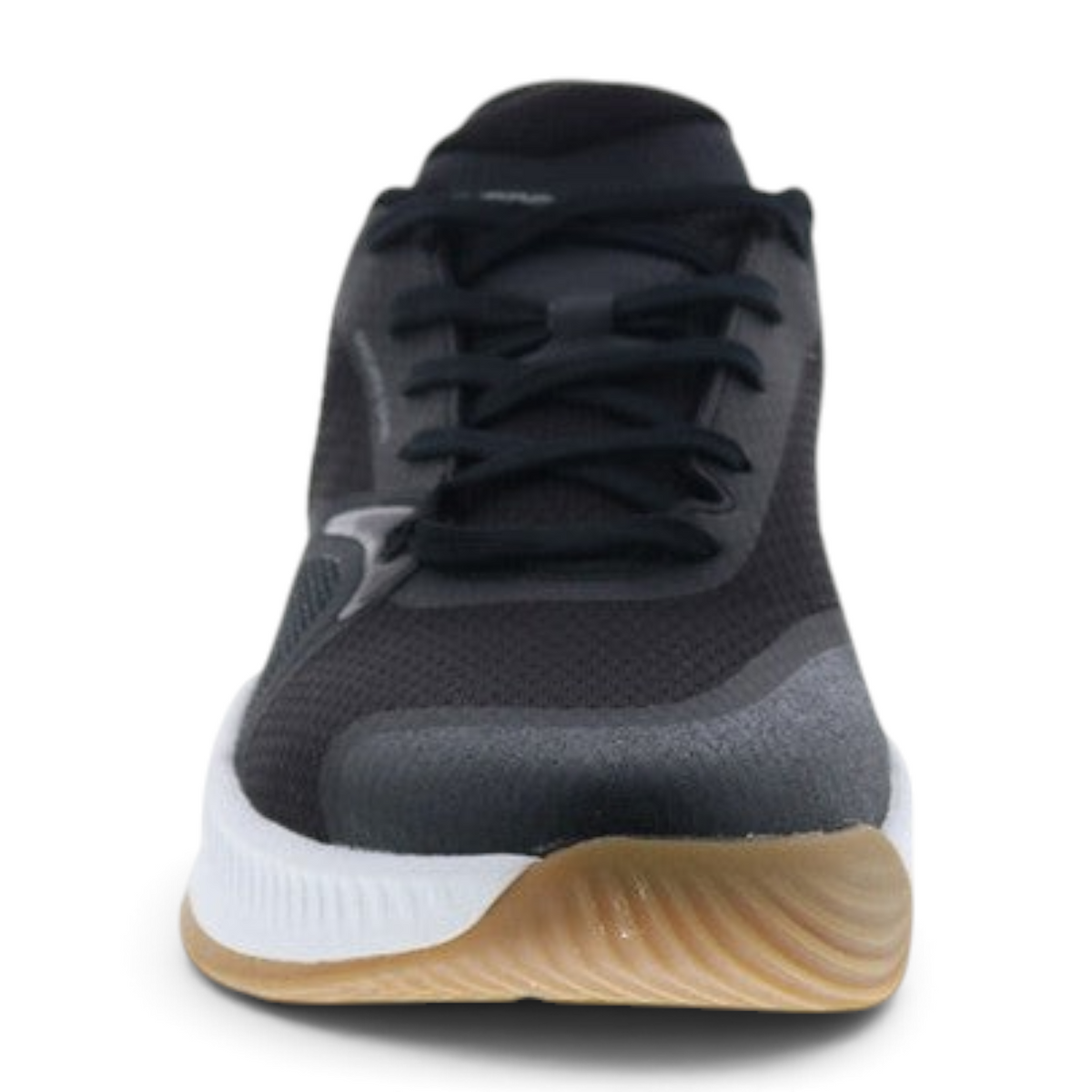 FRG Skechers State Champ tennis shoe in black with white midsole and gum rubber outsole, front view