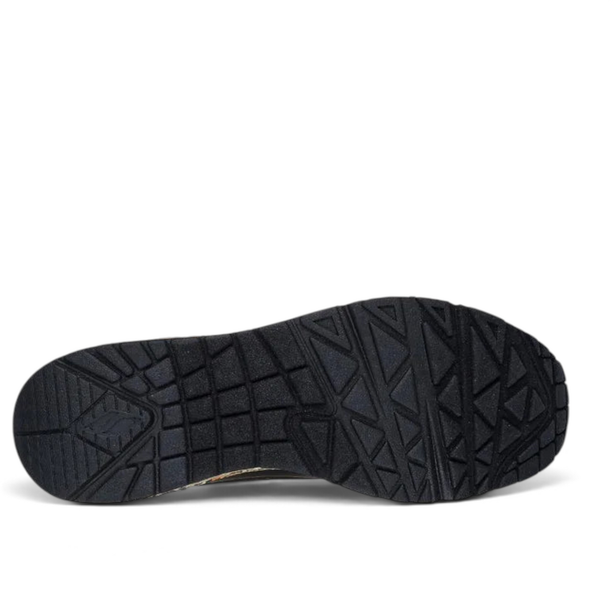FRG SNOOP DOGG: UNO - DR. BOMBAY sneaker showing the black rubber outsole with a textured geometric tread pattern.