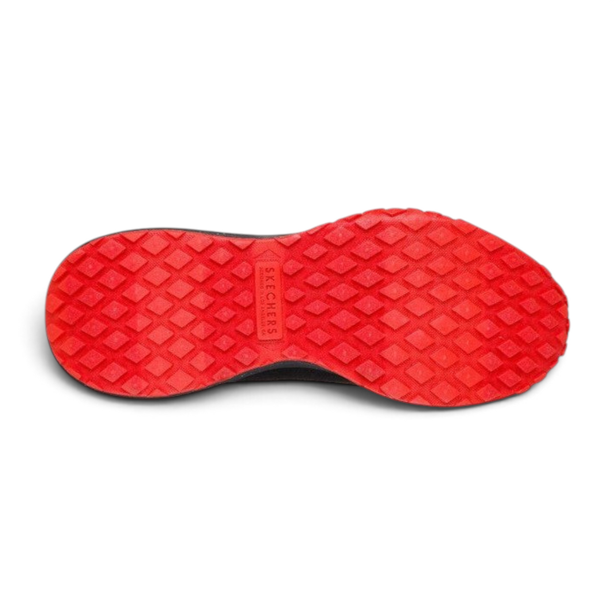 FRG Skechers Frenzy Snoop Evader sneaker featuring a vibrant orange diamond-patterned rubber outsole