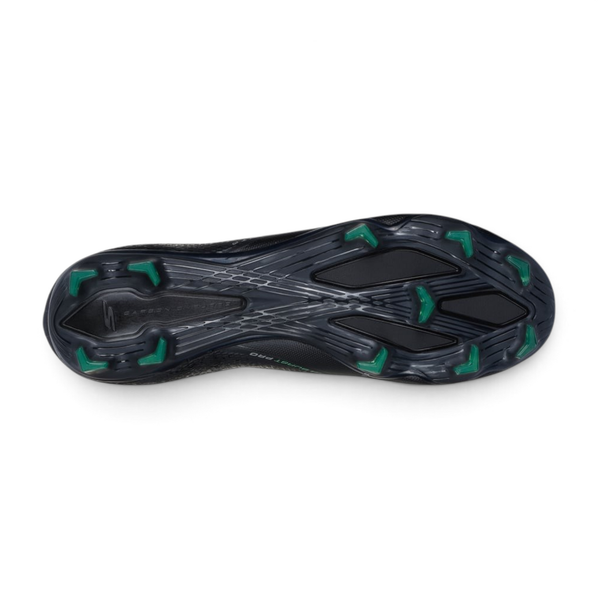 FRG Skechers Razor 1.5 Elite FG football boot sole in black with green stud accents for firm ground traction