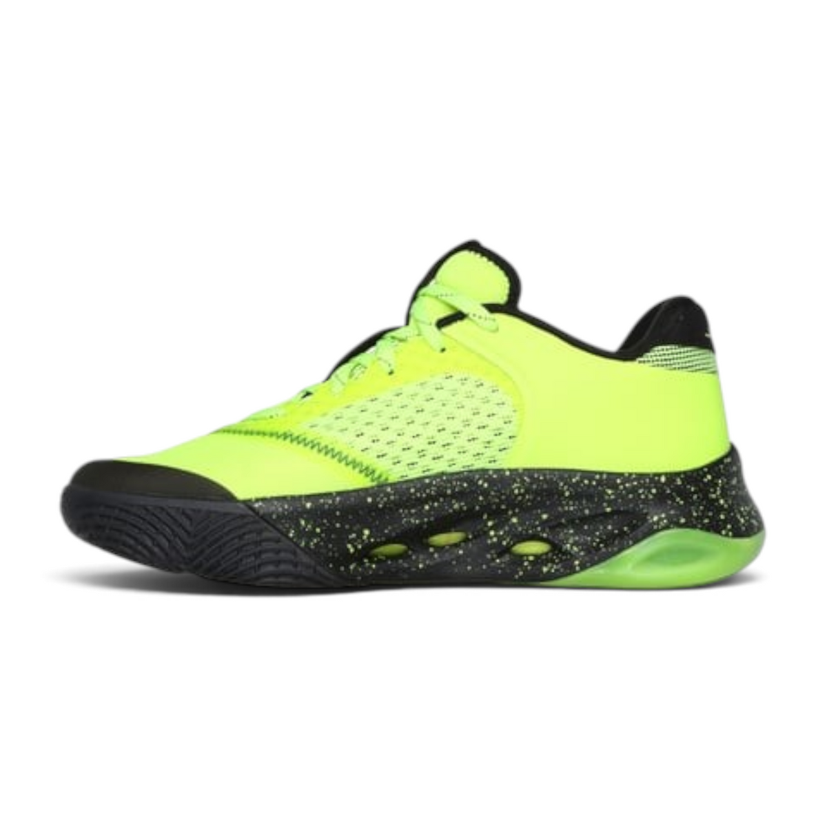 FRG Skechers SKX FLOAT low-top basketball shoes in neon yellow and black with a speckled midsole and mesh upper