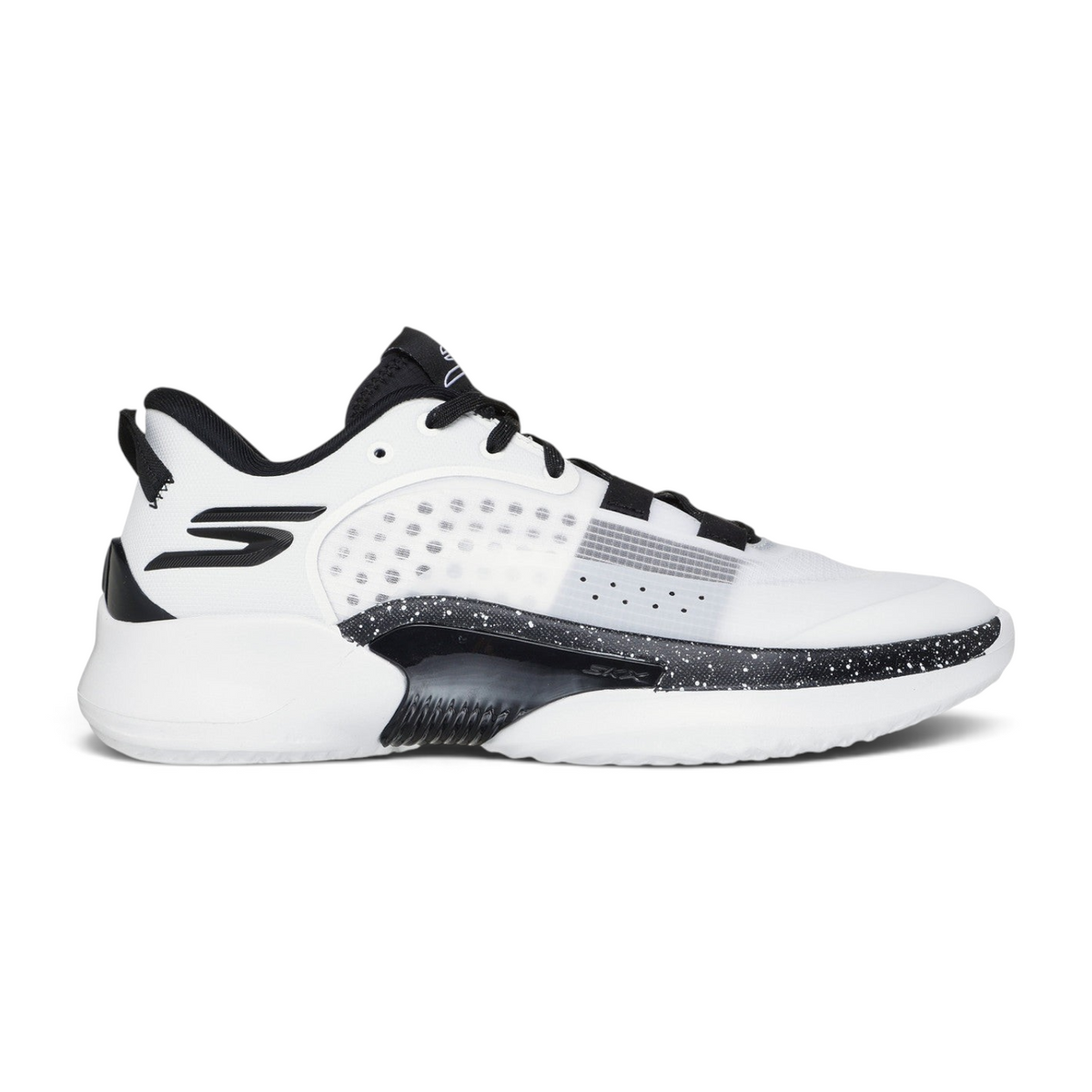 FRG SKX RESAGRIP performance sneaker in white and black with a speckled midsole and breathable mesh upper