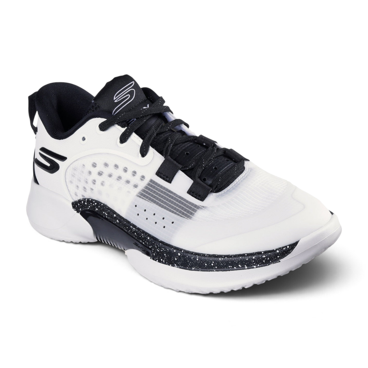 FRG SKX RESAGRIP athletic sneaker in white and black with a breathable mesh upper and speckled midsole detail