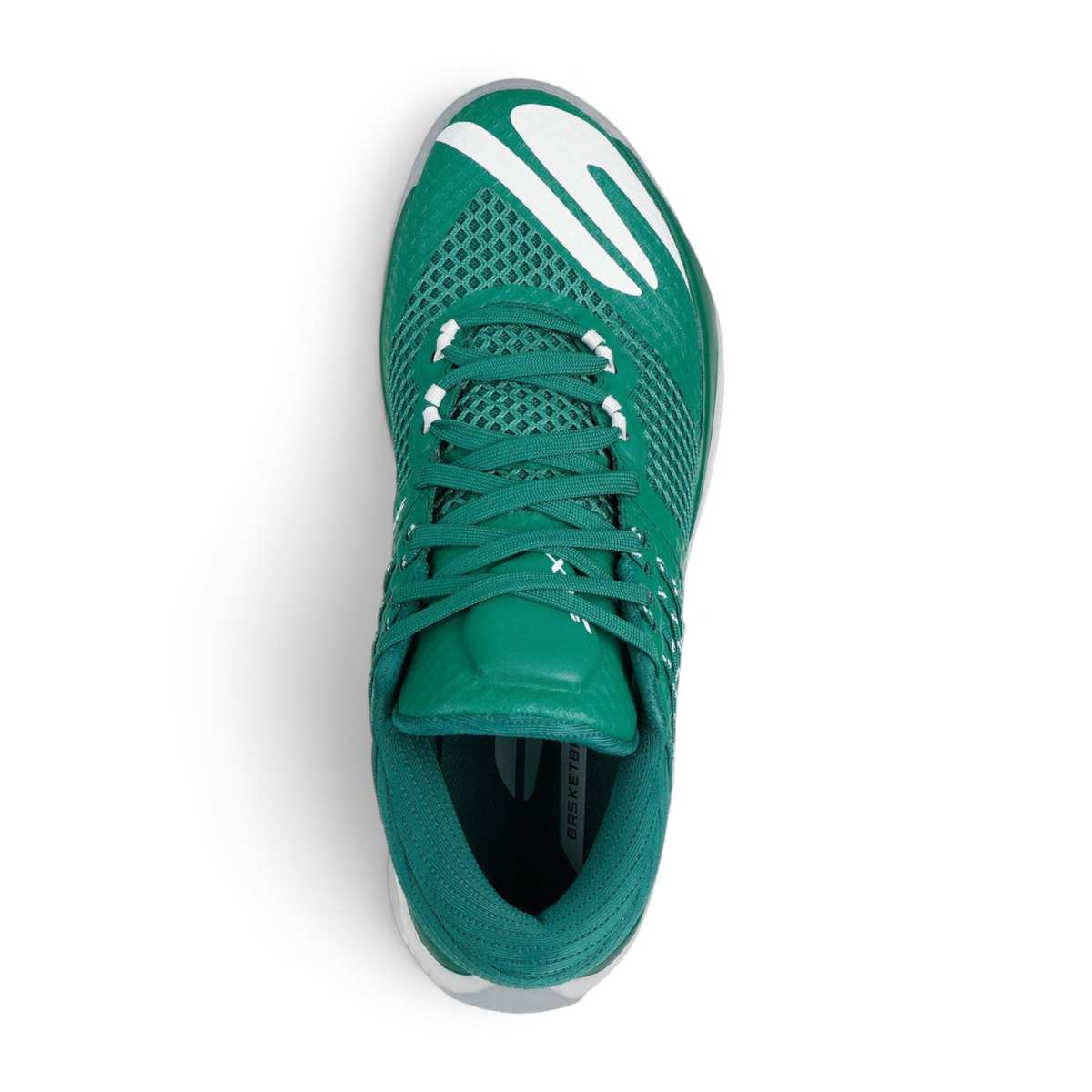 FRG SKX REIGN basketball shoe in green mesh with white accents, top-down view showing lace-up design