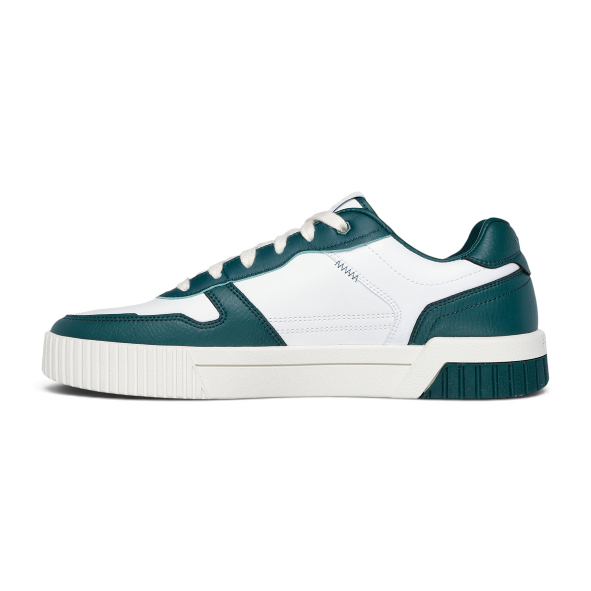 FRG Skechers Jade - Strane low-top court sneakers in white and dark green duraleather with memory foam insoles