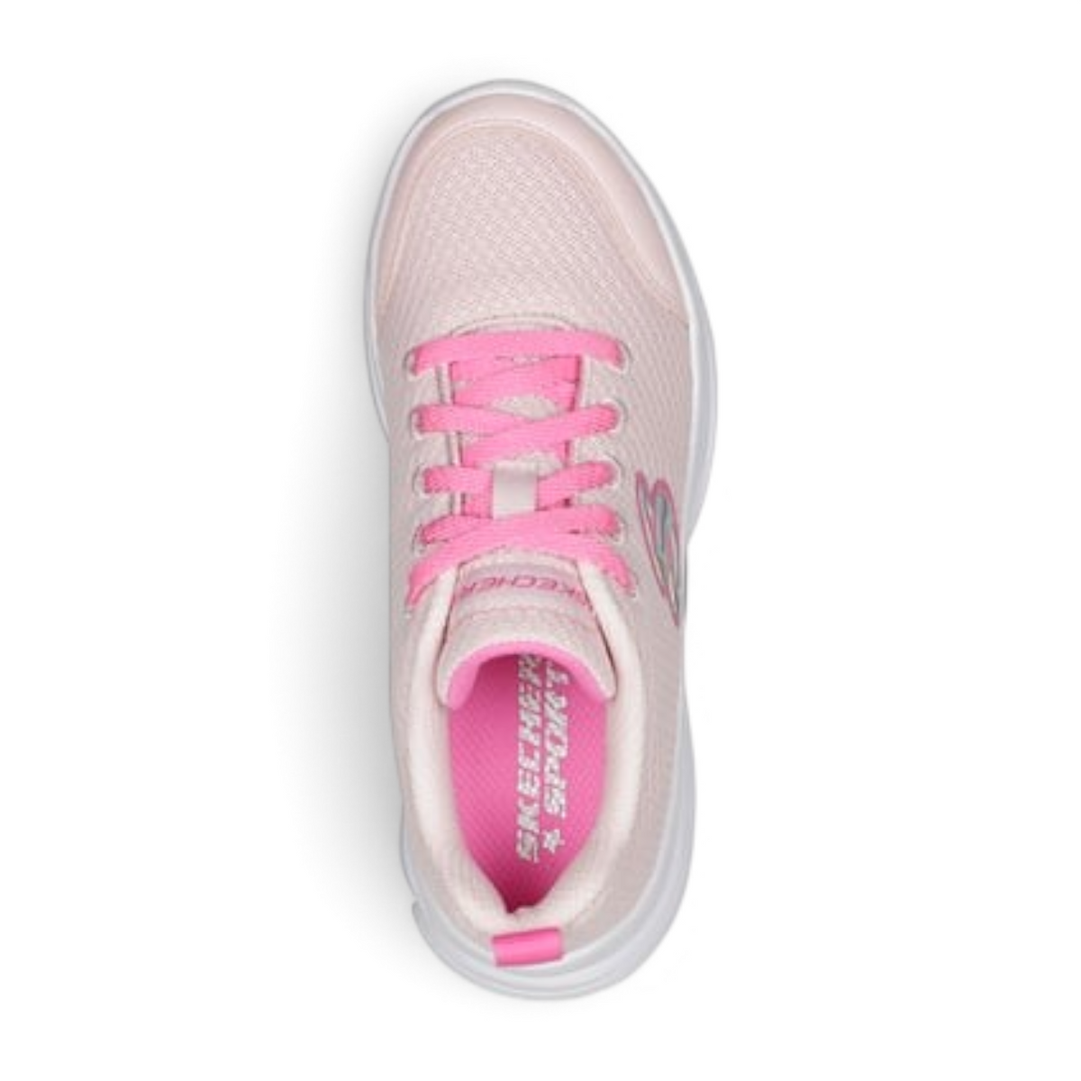 FRG Wavy Lites light pink mesh sneakers with bright pink laces and white cushioned soles, top-down view
