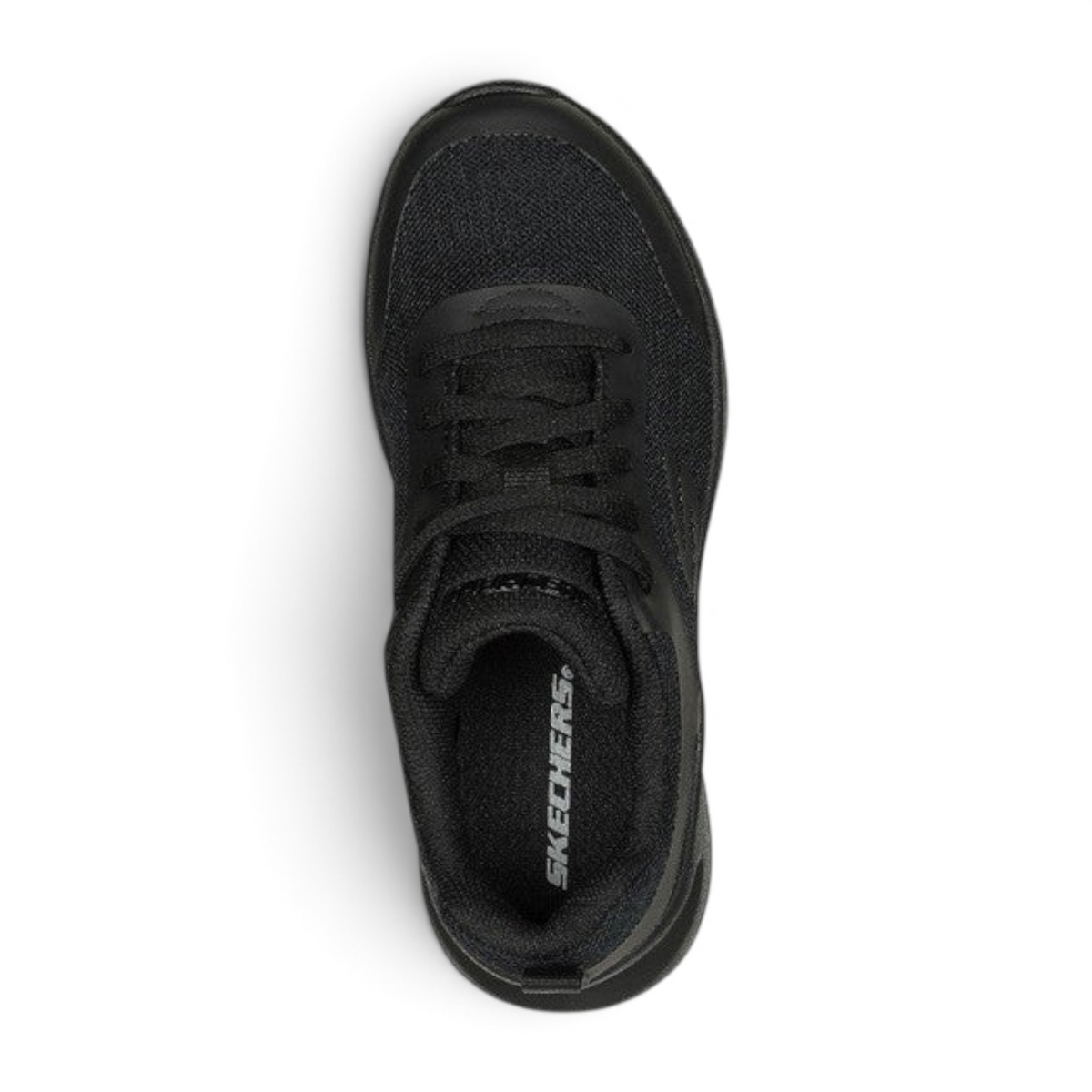 Top view of FRG Skechers Dynamatic Swift Speed black lace-up sneakers with breathable mesh upper